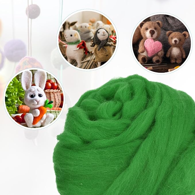 uxcell Needle Felting Wool, 3.5 Oz Nature Fibre Wool Yarn Roving - Image 4