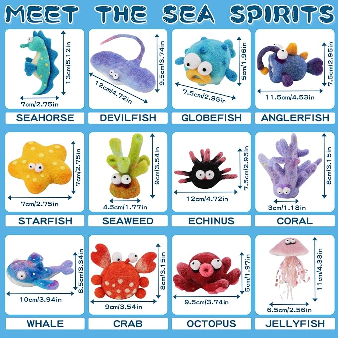 Fedmut Needle Felting Kits for Beginners Adult 12 Sea Animal Supplies - Image 7