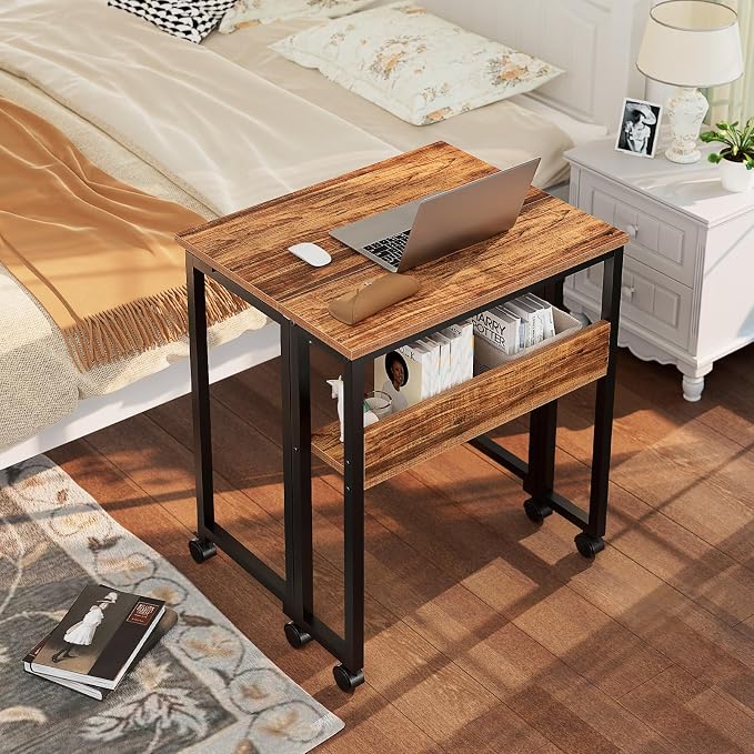 GreenForest Folding Desk with Wheels, 24.8" Rolling Table - Image 2