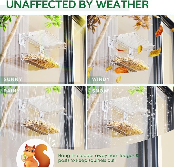 SUNALLY Window Bird Feeder for Outdoors, Outside Wild Bird Watching for - Image 6