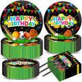200 pcs Happy Birthday Party Plates and Napkins Kit Sports Themed Birthday by Naozinebi