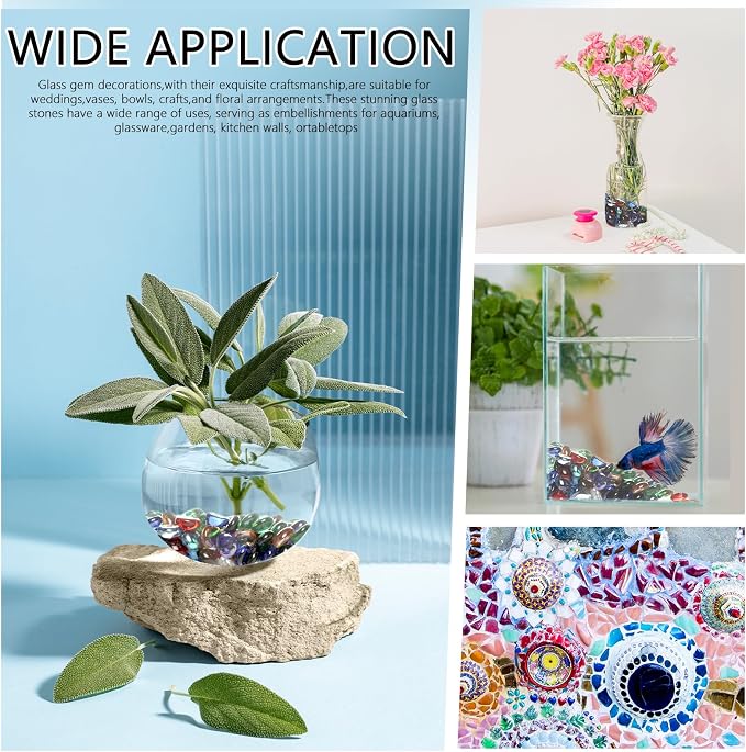 0.5LB Flat Glass Pebbles for Vase, Glass Gem Stones for Aquarium, Decorative - Image 5
