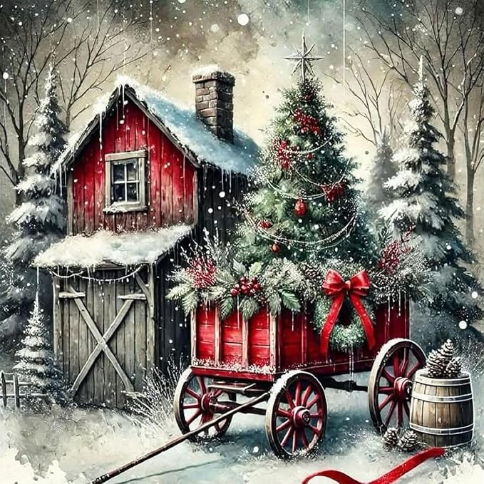Christmas House Stamped Cross Stitch Kits by WUSARPLY