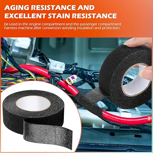 Wire Harness Automotive Tape Self-Adhesive Wiring Harness Cloth Electrical Tape 1 Inch x 30 Feet Car Insulated Wire Loom Tape for Automotive Engine Insulation Protection 6 Rolls