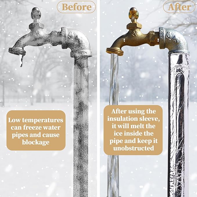 codree Water Pipe Heat Blanket - 38.5" x 6" Water Pipe Heat Tape - Aluminum Foil Freeze Protection Heating Cable for Metal & Plastic Pipes, 110V, Max Temperature 60˚