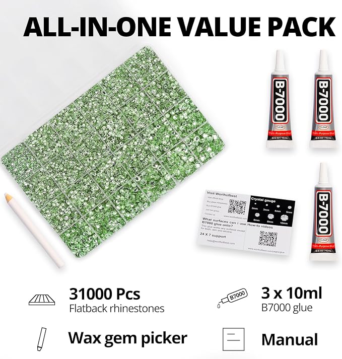 31000Pcs Light Green Rhinestones - Image 2