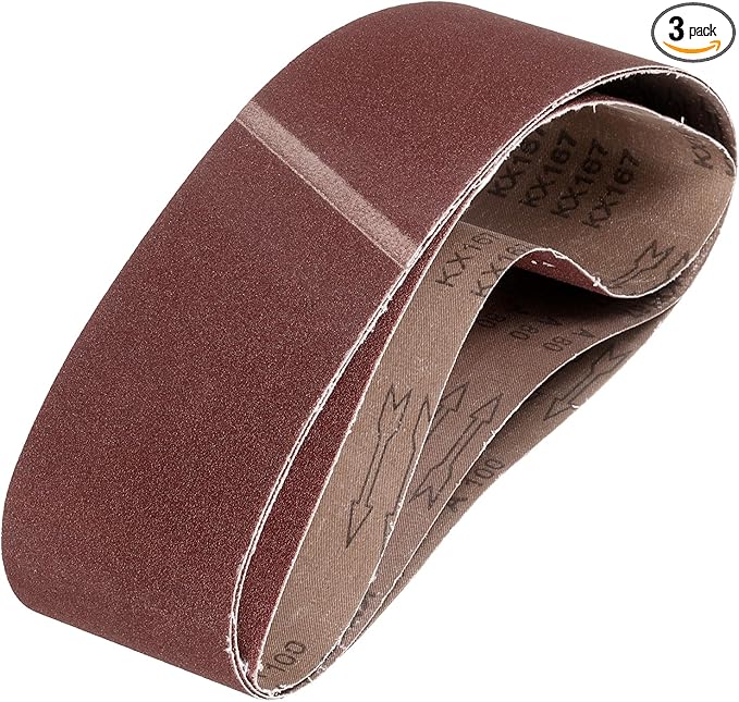 HARFINGTON 4 x 36 Inch Sanding Belts, 3 Pcs 100 Grits Aluminum Oxide Abrasive Belt Sander File Belt for Woodworking, Metal Polishing, Knife Sharpener