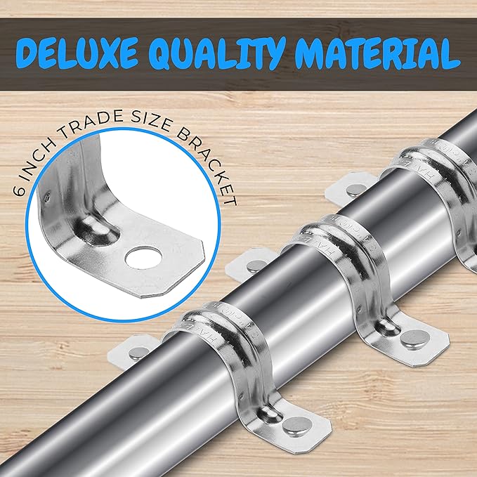 OhLectric Two Hole Rigid Pipe Strap - Sturdy Steel Strap Clamps - Zinc Plated Steel - Reinforced Rib - Corrosion Resistant - Easy to Install - 6 Inches - OL-43268