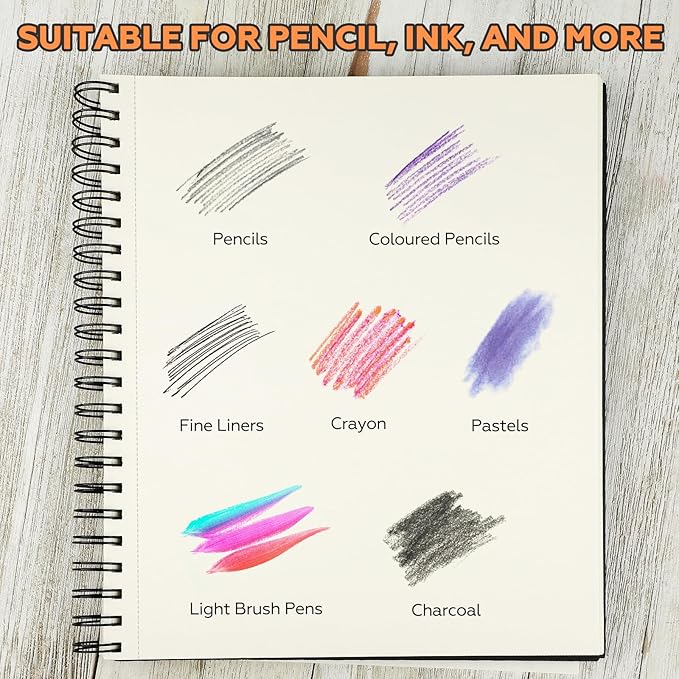 9" x 11" Sketch Book，1 Pack 80-Sheets，Double-Sided Hardbound Sketchbook - Image 5
