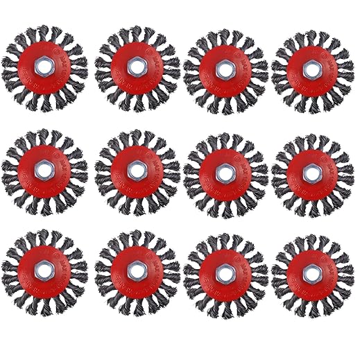12 Pack 4 Inch Wire Wheels for Angle Grinder, Wire Brush for 4 1/2 Angle Grinder, Twist Knotted Carbon Steel Wire Wheel with 5/8" Thread Arbor for Removing Rust