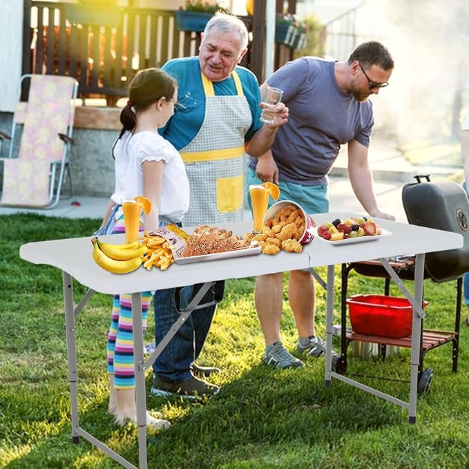 FDW 4FT Folding Table Half Portable Foldable Table Picnic Table - Image 2
