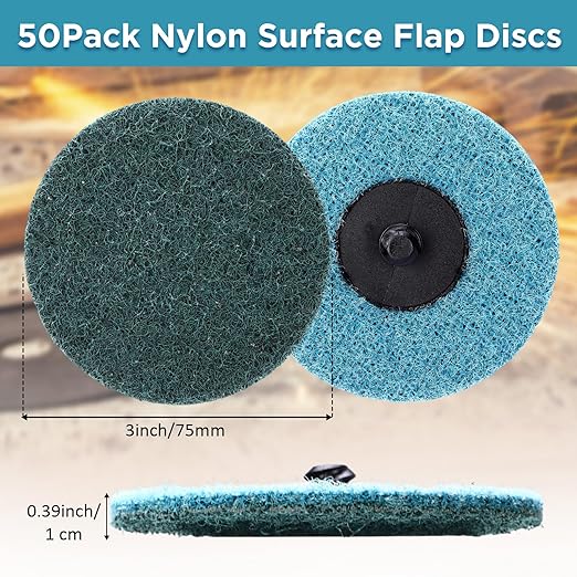 50 Pcs 3 Inch Sanding Discs Quick Change Sanding Discs Nylon Surface Conditioning Grinder Wheels for Angle Grinder, Stock and Rust Removal, Grinding, Deburring (Blue)