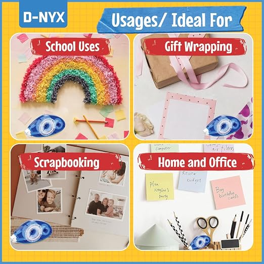 D-NYX 6 Pack Double Sided Tape Roller, Scrapbook Supplies, Double-Sided - Image 7