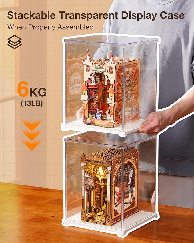 Rolife Dust Cover for DIY Miniature House, 9.8 x 9.8 x 12.2 Inches Clear - Image 7