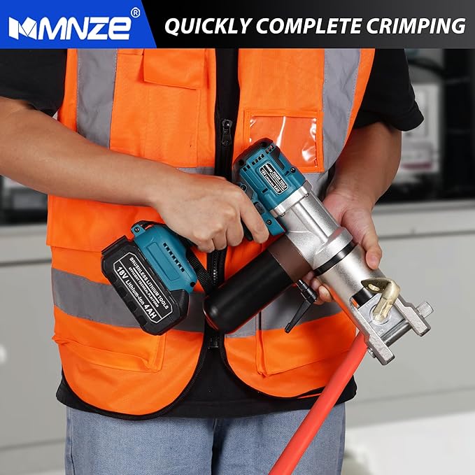 Electric Hydraulic Cable Lug Crimping Tool 8 AWG to 500 MCM Rechargeable Hydraulic Electrical Terminal Cable Lug Wire Crimping Crimper Tool Kits with 11 Dies