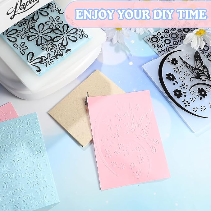 12 Pieces Embossing Folders DIY Craft Template Stencil Butterfly Star Embossing - Image 5