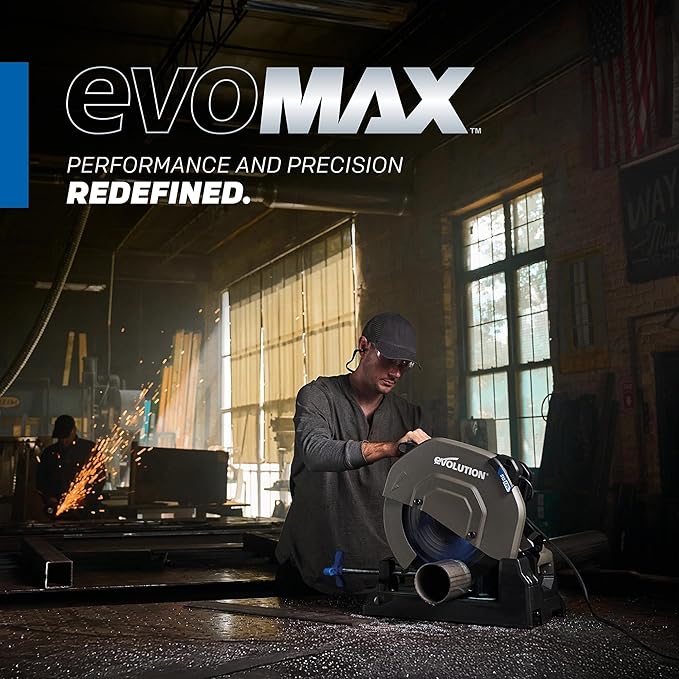Evolution S15CPS 15" Heavy-Duty Metal Cutting Chop Saw | 3,500+ Cuts with EVOMAX14ST Blade | 15" Blade Compatible | Industrial Power Saw, Soft Start Motor, E-Brake, Precision Shadow Line Guide