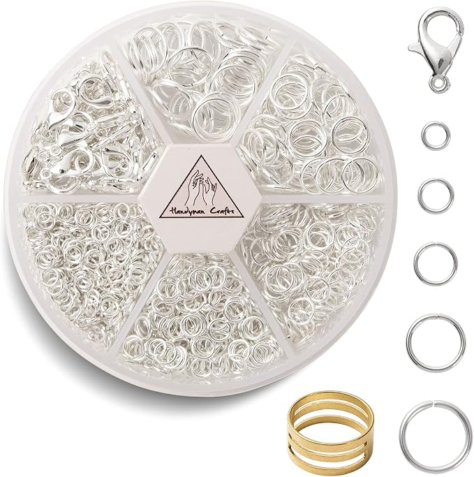 Handyman Crafts Jump Rings Kit With1000PCS Open Jump Rings 40PCS 12mm Lobster by HandymanCrafts