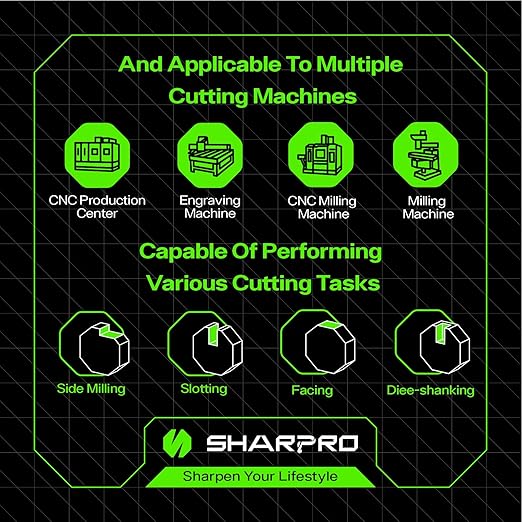 6mm Shank 6mm Cutting Dia. Carbide Square End Mills 4 Flute AlCrN Coated CNC Milling Bits, Apply for Alloy Steel, Stainless Steel, and Various Cast Iron (5PCS)