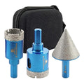 Tile Hole Saw Kit - BRSCHNITT Diamond Core Drill Bit Set 25/32mm Drill Bit &1 3/8" Diamond Chamfer Bit for Porcelain Tile Ceramic Marble Granite