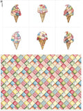 Patchwork Ice Cream Cotton Fabric Panel – 6 Designs + Bonus Sheet 29.5×19.6 inch by FabricsTown
