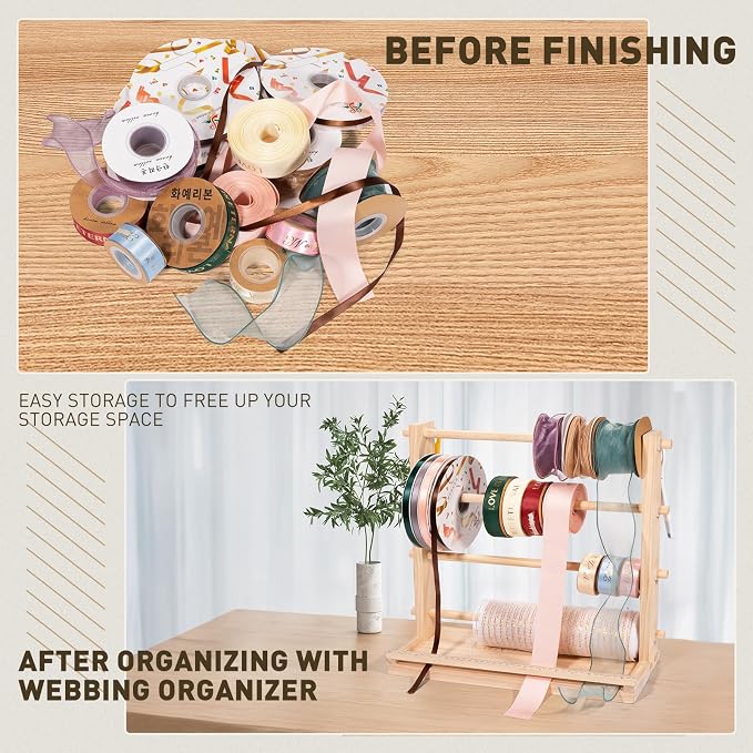 PUNLUXU Ribbon Storage Rack Spool Holder Organizer Sewing Craft Wreath Mesh - Image 2