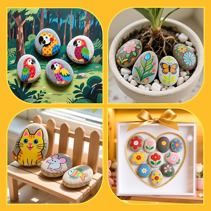 Simetufy 15Pcs Rocks for Painting, Large 3-4 Inch Natural River Stones - Image 6