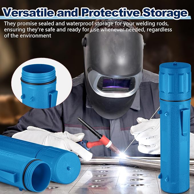 Zonon 2 Pcs Welding Rod Storage Tube 14 Inch Stick Welding Electrode Storage Tube Airproof Welding Rod Holder Waterproof Welding Rod Container for Welding Rod Canister(Blue)