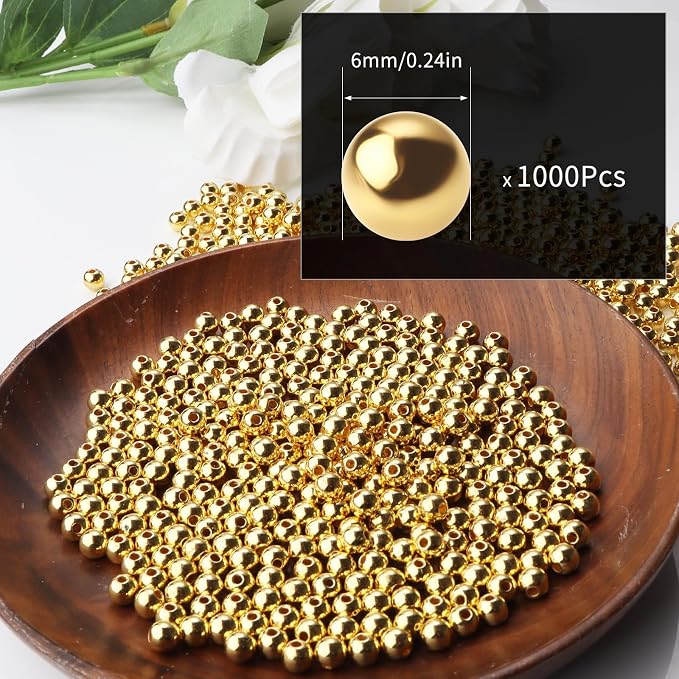 1000pcs Gold 6mm Pearl Beads - Image 2
