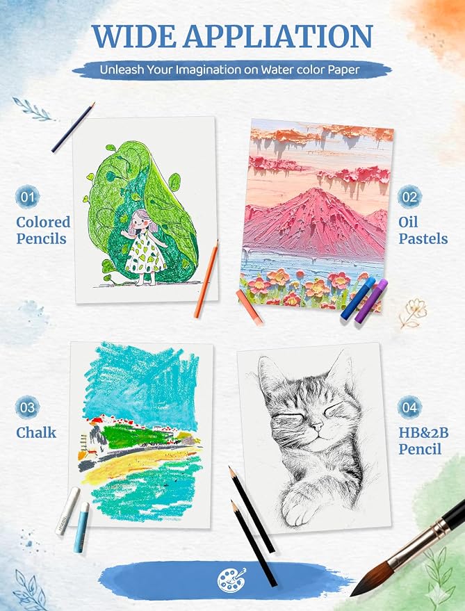 90 Sheets Watercolor Paper 8.5 x 11, 110 LB/230 GSM Water Color Paper 8.5x11 - Image 6