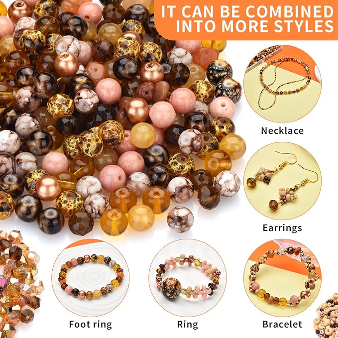 Craft Crystal Beads Jewelry Making Kit, Shade Brown Beads Including 8 Types of - Image 2