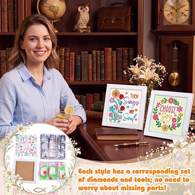 Trandraft 13 Pcs Religious Flower Diamond Art Kits - Image 6