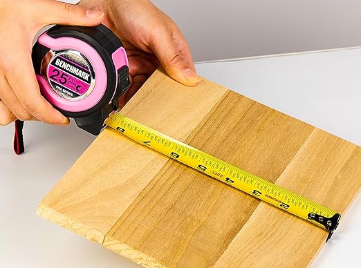 Benchmark - Pink - 3 Pack - 25 ft Tape Measures - Easy to Read Fractions to 1/8th inch - Magnetic Tip - Thumb and Quick Lock - Autowind - Belt Clip