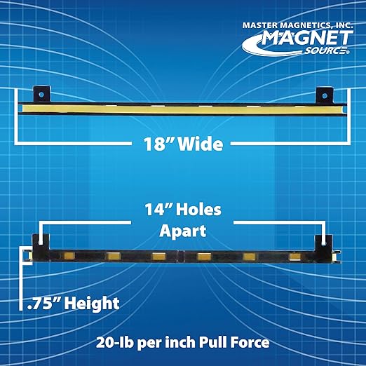 Master Magnetics 18" Magnetic Bar Tool Organizer - Easy to Install Magnet Storage Holder for House, Garage, Shed, or Job Site - Black Powder Coat