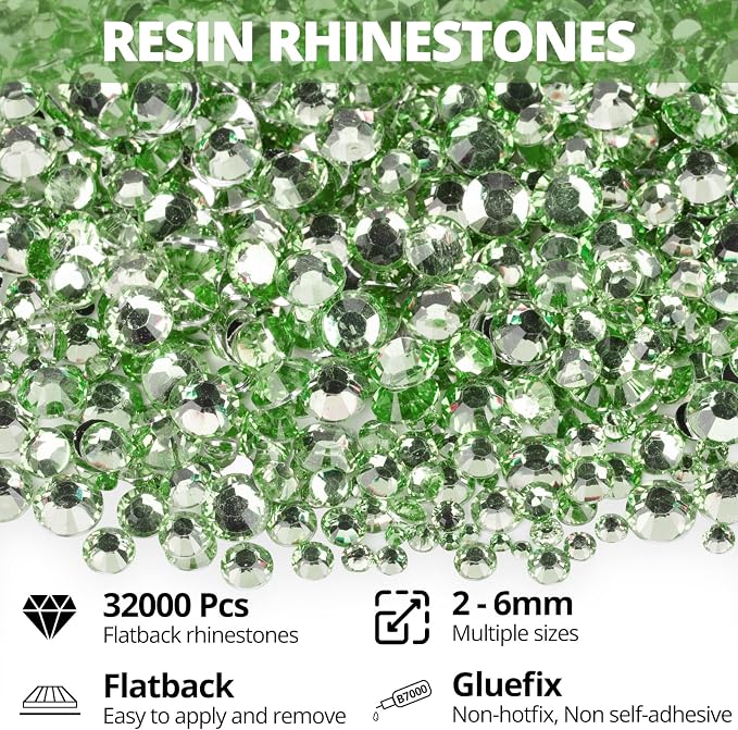 32000Pcs Light Green Rhinestones - Image 2