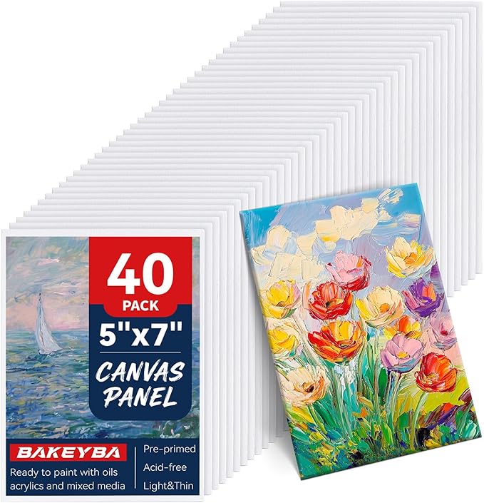 40 Pack 5x7 Inch Canvas Boards Small Canvas Panels by Unknown