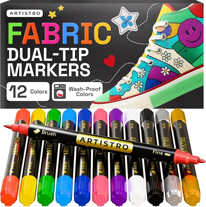 ARTISTRO 12 Dual-Tip Fabric Markers by ARTISTRO