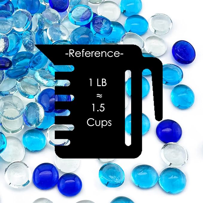 CYS EXCEL Blue Mix Glass Gemstone Beads Vase Fillers Flat Marble Beads Multiple - Image 3