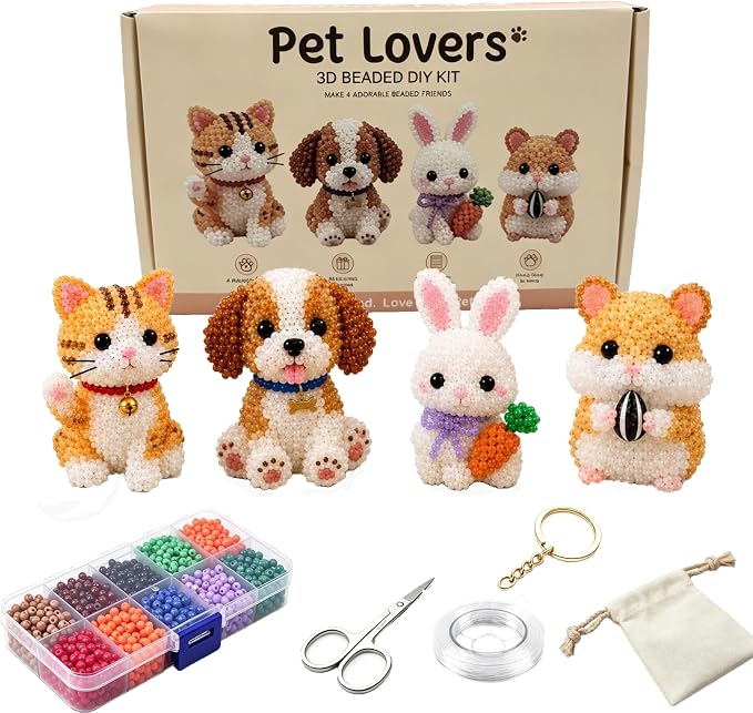 TAGYSH 3D Beaded Animal Kit for Adults, Advanced DIY Bead Art Craft Kit by TAGYSH