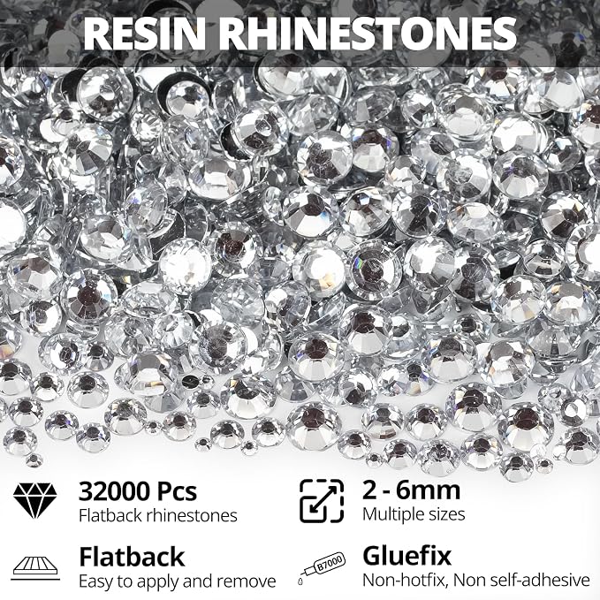 32000Pcs Silver Clear Rhinestones - Image 2