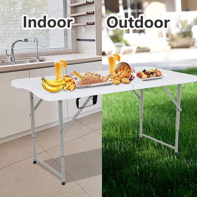 FDW 4FT Folding Table Half Portable Foldable Table Picnic Table - Image 7