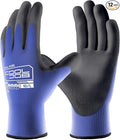 COOLJOB 12/60 Pairs Safety Work Gloves Pack Bulk with Grip PU Coating, 13 Gauge Seamless Knit Gloves with Polyurethane Dipped for Warehouse Working, Breathable Lightweight for Men Women, Blue Medium