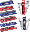 WORKPRO 8-Piece Magnetic Socket Organizer and Magnetic Wrench Organizer Set, Socket Holder Set 1/4", 3/8", 1/2" Drive Metric SAE Socket Storage, Metric SAE Wrench Holder(Socket, Wrench not Included)
