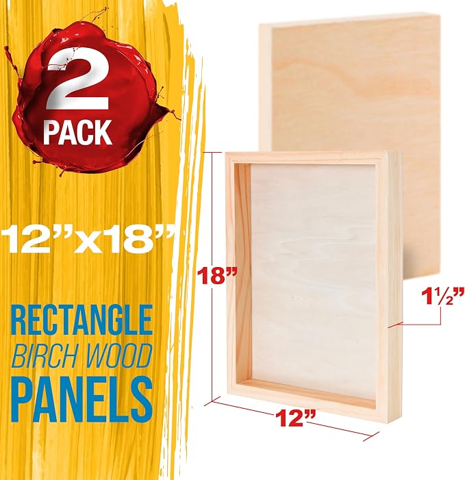 U.S. Art Supply 12" x 18" Unfinished Cradled Wood Panels - Image 2