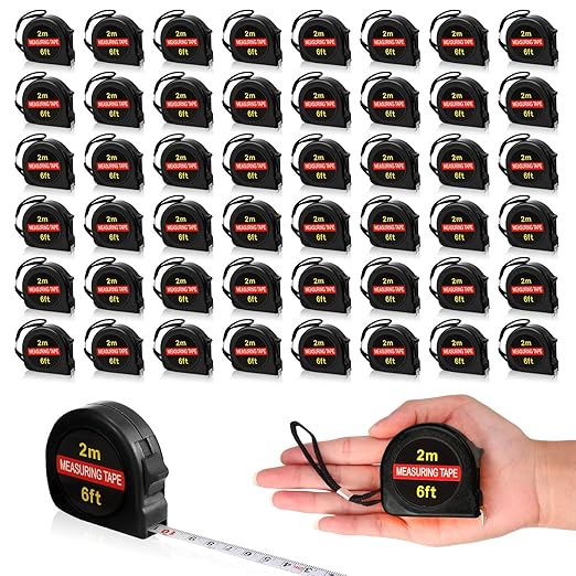 50 Pcs 6 FT Mini Tape Measure Retractable Bulk Small Measuring Tape Pocket Size Measurement Tool for Operation Christmas Items Party Favor Gifts Stuffers for Men(Black)