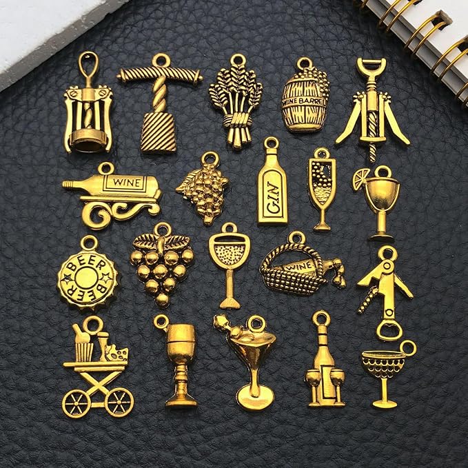 WOCRAFT 60pcs Antique Gold Wine Bracelet Charms - Image 5