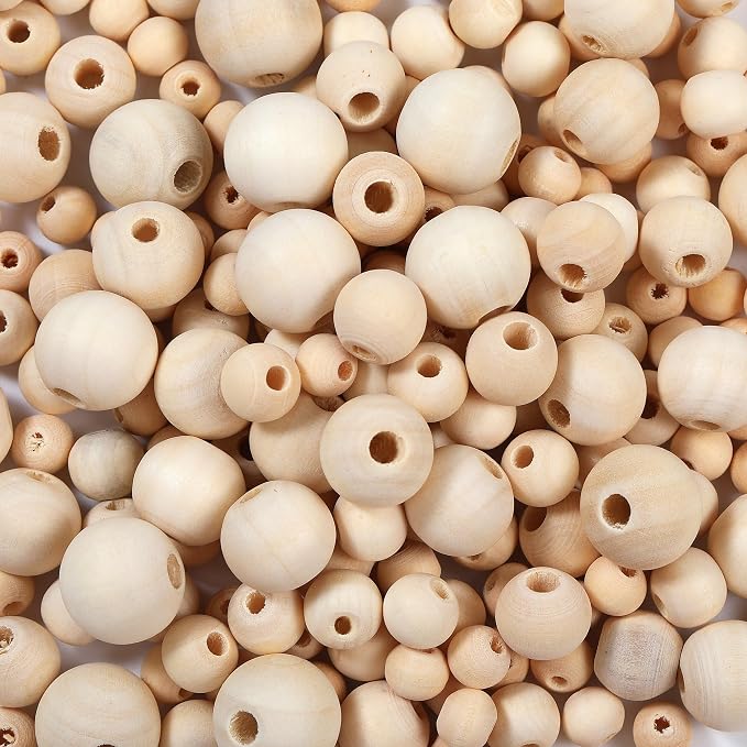 280pcs Wooden Beads for Crafts 5 Sizes Unfinished Wood Bead Bulk 8mm, 16mm - Image 7