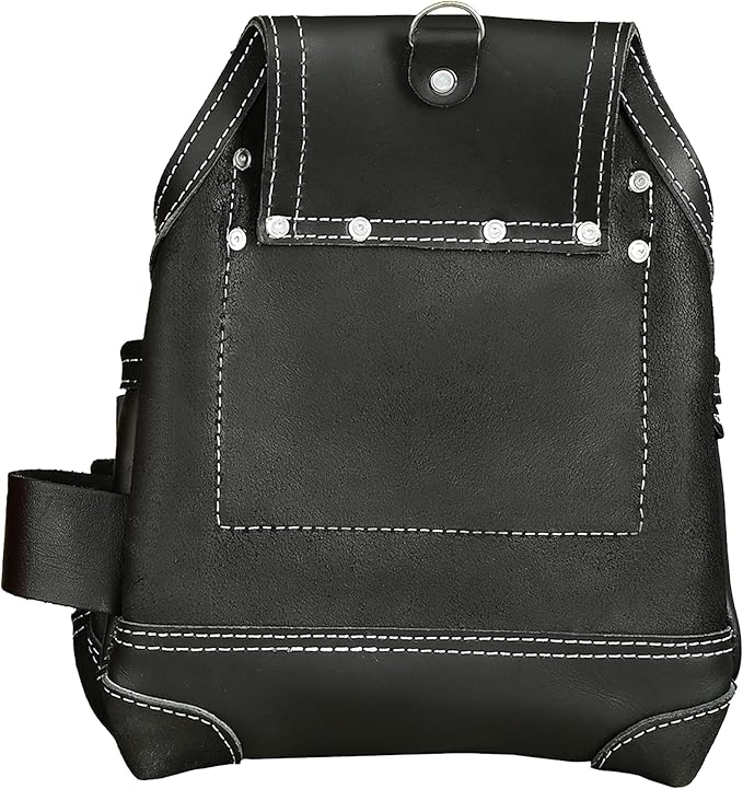 Leather Tool Belt 8 Pockets Leather Tool Pouch | Carpenters Tool Belts For Men Construction Tools Apron Tool Bag Organizer Utility Pouches (Black, Standard)