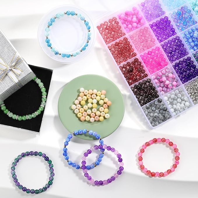 6mm Glass Beads for Jewelry Making, Funtopia 34 Colors Round Glass Beads Kits - Image 3