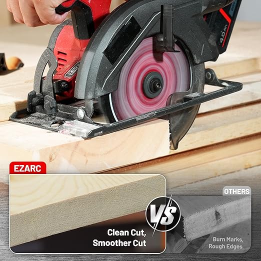 EZARC 6-1/2 Inch Circular Saw Blades 60T - Ultra Finish Wood Cutting Blade, Ultra-Thin 1.5mm Kerf, Non-Stick Coating, 2 Pack